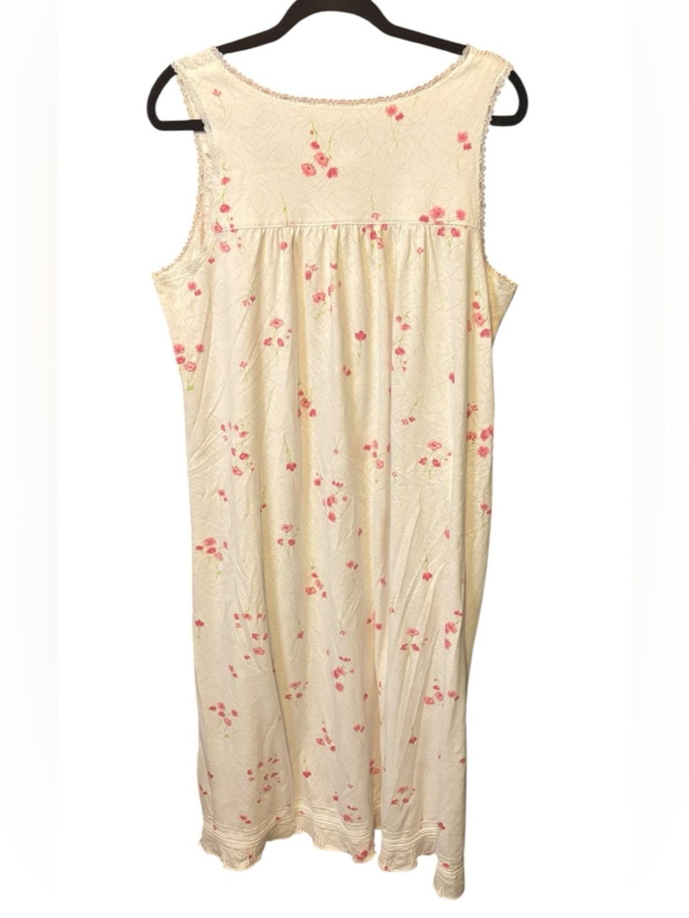 Romantic Floral Nightgown Dress Cottagecore Lace Midi Cream Pink Large - Picture 6 of 6